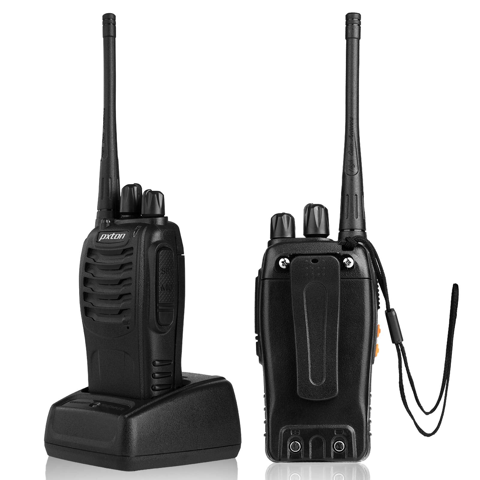 Pxton Two Way Radios Long Range Walkie Talkies For Adults With Headphones,16 Channel Handheld 2 Way Radio Rechargeable With Flas